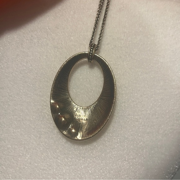 Lia Sophia Gold-tone Dual chain Design Necklace‎ Open Oval Pendant 31" - Picture 16 of 16